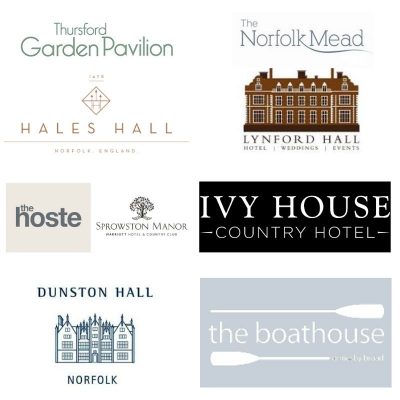 Logos of Venues - Garden Pavillion-The Norfolk Mead-Hales Hall-Lynford Hall-The Hoste-Sprowston Manor-Ivy House Country Hotel-Dunston Hall-The Boathouse